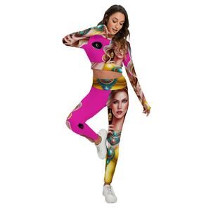 Kokorepublic   Print Women's Sport Set With Backless Top And Leggings